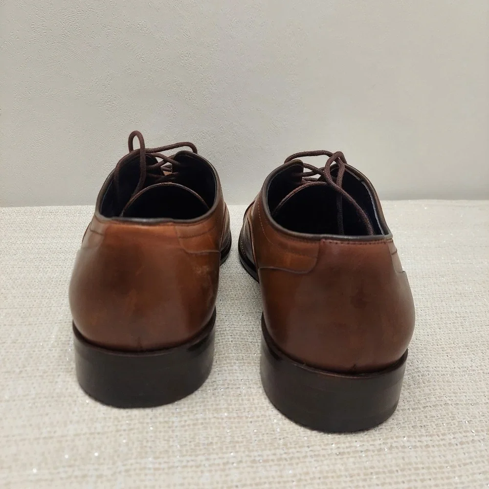 Johnston & Murphy Mens Cap Toe Oxford Dress Shoes 10.5M 59-2476 Tan Leather